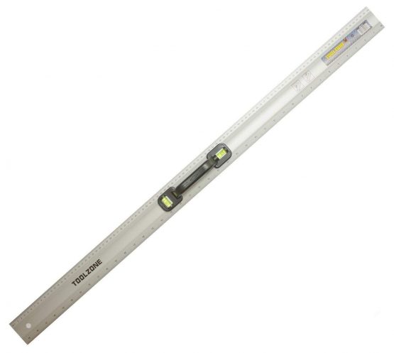 Toolzone Aluminium Ruler with Spirit Levels and Handle, 1000mm - Image 2