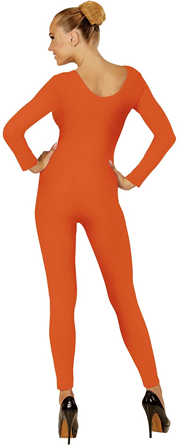 M/L Adult Ladies ORANGE BODYSUIT COSTUME for Gymnast Dancer Ballet Fancy Dress M, M-L - Image 2