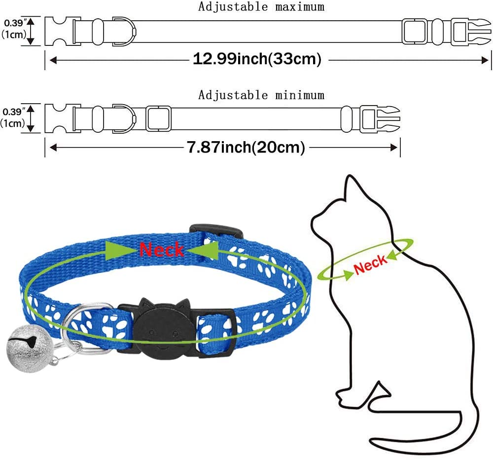 BOW CALICO Reflective Cat Collars with Bells, Safe Quick Release Cat