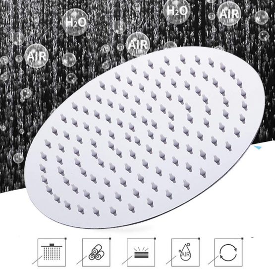 Large Rain Shower Head Round 304 Stainless Steel Ultra Thin Bathroom Shower Head High Pressure Rainfall Showerhead (12inch) - Image 3