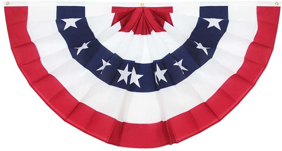 USA Pleated Fan Flag, ANLEY 1.5x3 ft American US Bunting Flag Patriotic Stars & Stripes, Sharp Color and Fade Resistant