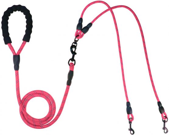 Taglory Dog Lead Splitter,Reflective 2 Dog Lead for Puppy Small Medium Dogs,30 inches Pink - Image 3