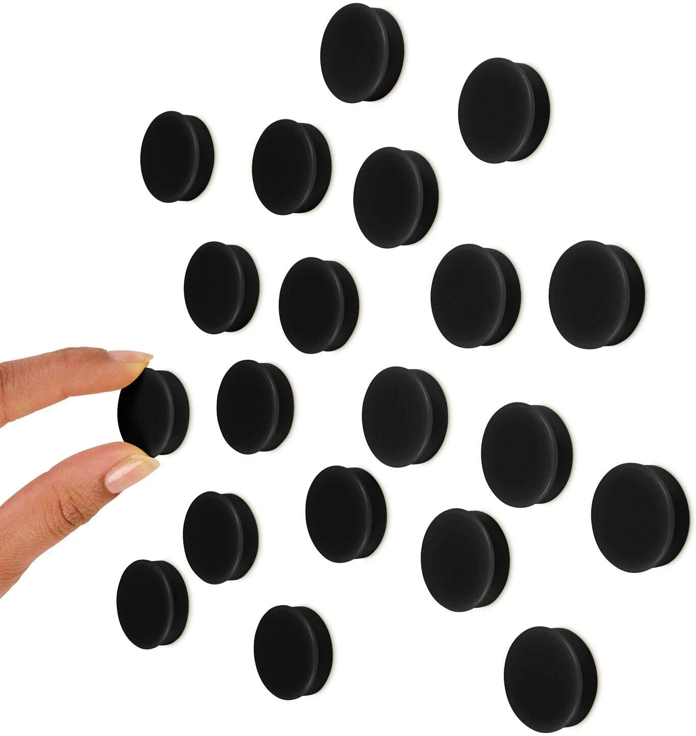 Scribble 30mm Round Whiteboard Magnets - 24 Pack Colourful Office Magnets for Classrooms Meeting Rooms & Lockers (Black)