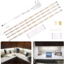 WOBANE LED Under Cabinet Lighting Kit,Flexible LED Ribbon Lights Bar,Under Counter Lights for Kitchen,Cupboard,Desk,Showcase,Shelf,6.6 Feet Rope Light Set,12v,120 LEDs,1100lm,6000K White,4 Panel