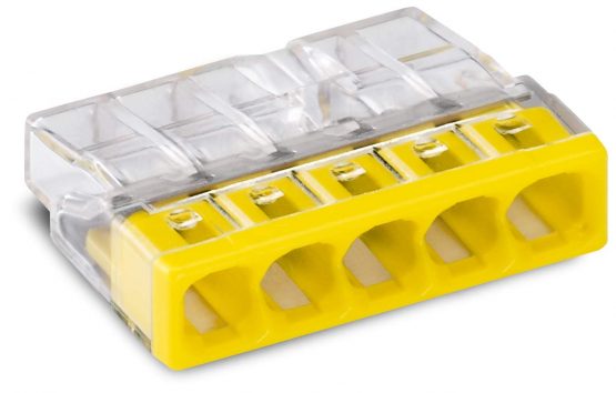 WAGO Compact Clip 5 x 0.5-2.5 mm², Pack of 1, Yellow, 2273/205, transparent/yellow