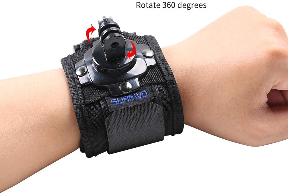 SUREWO Wrist Strap Mount Compatible with GoPro Hero 13/12/11/10/9/8/7/(2018/6/5 Black,DJI Osmo Action 5 Pro/4/3,Insta360 ONE R,APEMAN/Crosstour/AKASO/Campark and More - Image 4