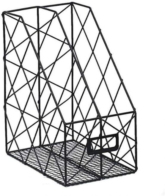 Fambasis Magazine File Holder Storage Metal Grids Basket Hanging Shelf Folder Newspaper Mail Document Desktop Organiser, Home and Office Space Saving Design