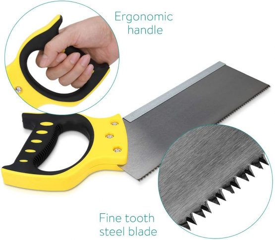 Navaris Tenon Hand Saw - Fine Tooth Back Saw for Precision Woodwork and Carpentry - Backsaw Handsaw with Steel Blade and Soft Grip Handle - 12 Inch - Image 4