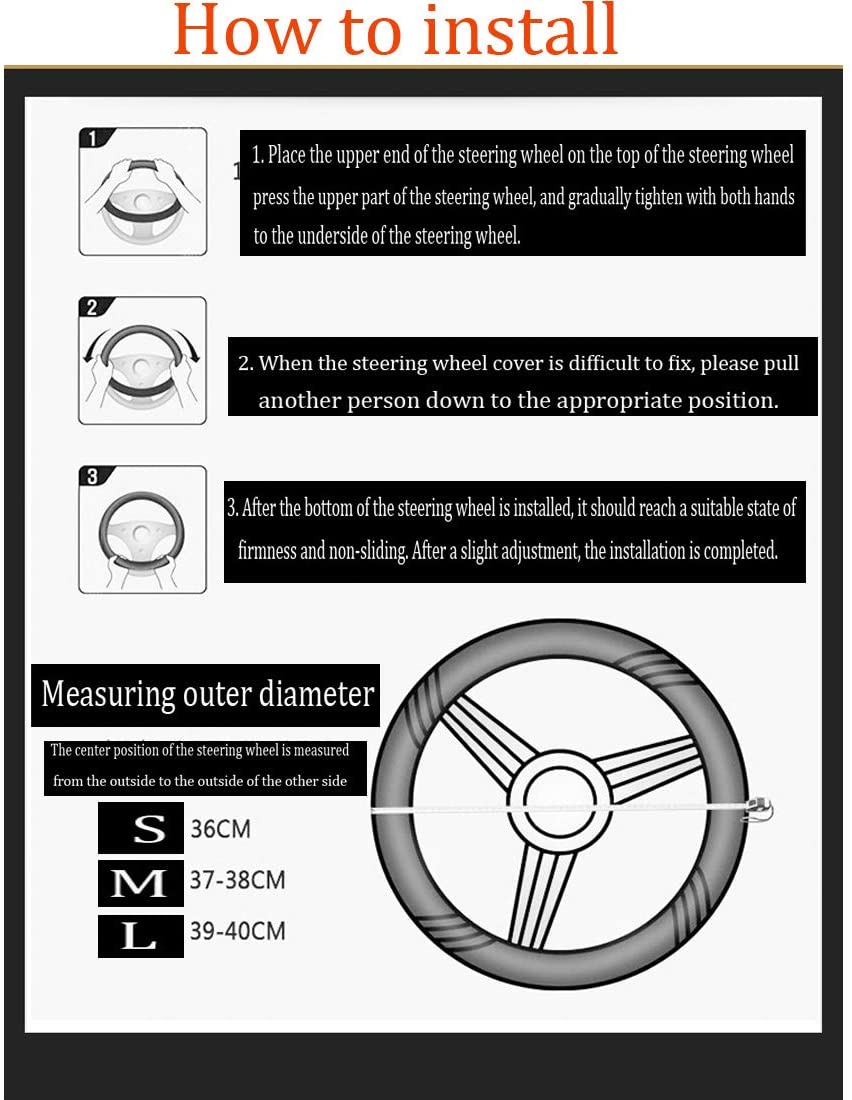 Yuauy Microfiber Leather Steering Wheel Covers Anti-Slip Universal Car Steering Wheel Cover (Black) - Image 4