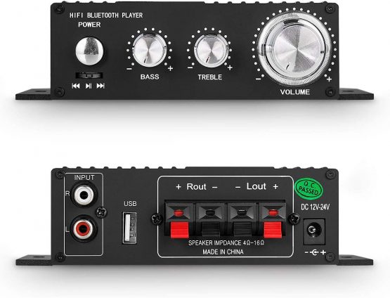 Mini Bluetooth Audio Amplifier Receiver Stereo Power Amp Remote USB Music Player with Power Supply - Image 3