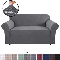 BellaHills Super Stretch Sofa Covers Couch Covers Sofa Slipcovers Furniture Protector for Sofas / Kids / Pets | Form Fitted Jacquard with Elastic Bottom, Thick Soft Non Slip (2 Seater, Black)
