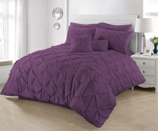 SeventhStitch Pintuck Duvet Cover with Pillowcases 100% Percale Cotton Quilt Bedding Covers Single Double King Super King Size Bed Sets (Plum, Double) - Image 3