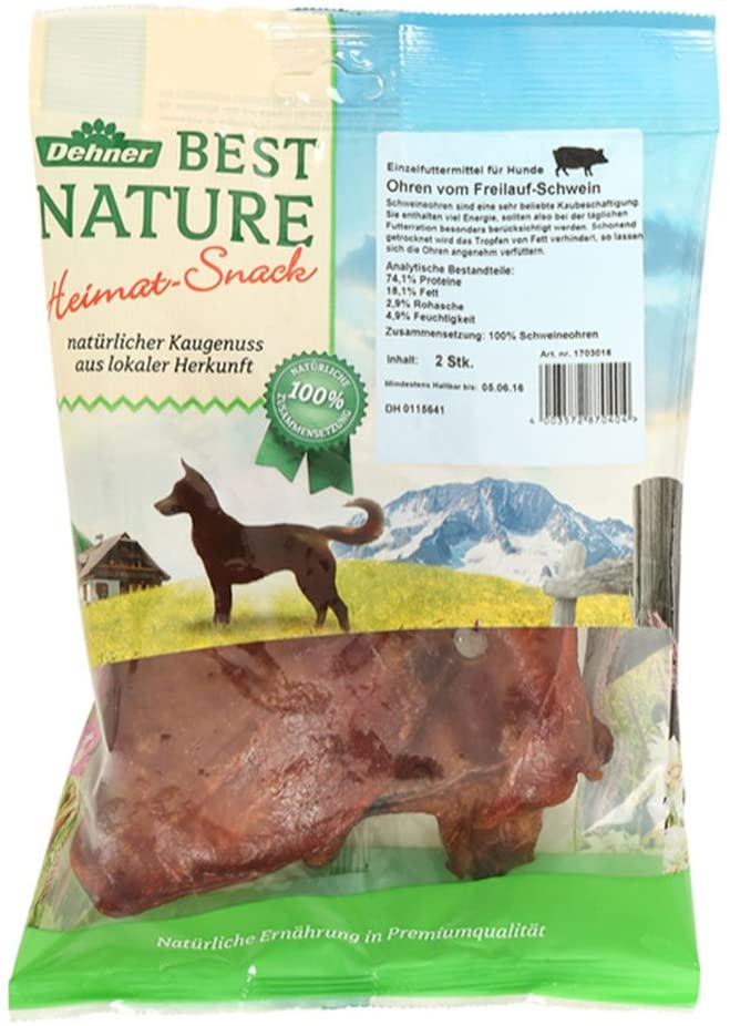 Dehner Best Nature Dog Treat Pig Ears 8 x 2 Pieces 720 g, 720 g (Pack of 1) - Image 2