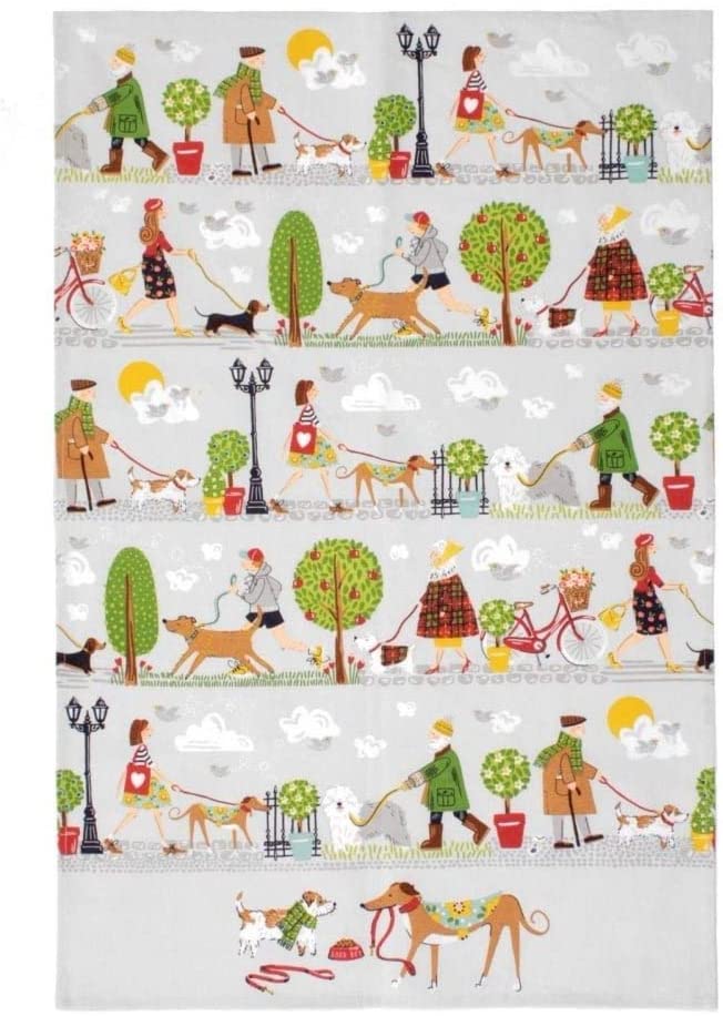 Ulster Weavers Cotton Tea Towel - Walkies (100% Cotton, Green)