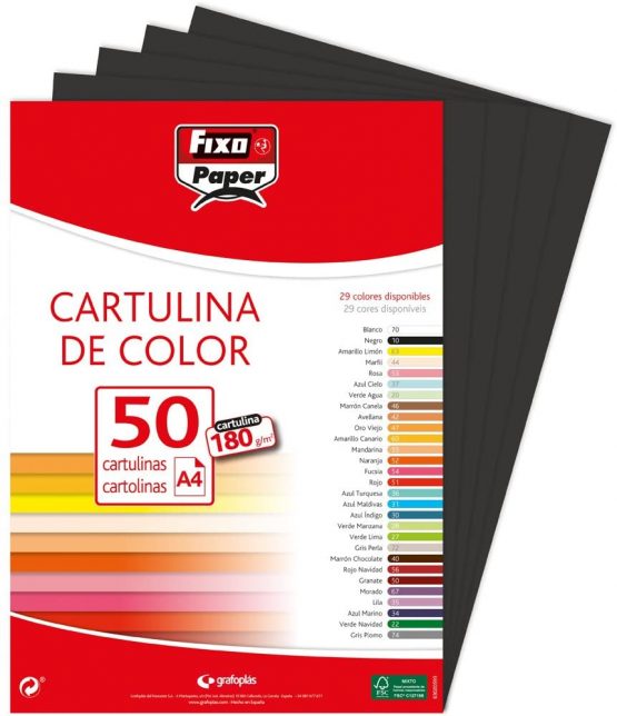 Fixo 11110310 – Pack of 50 Sheet of cardstock, A4, Black