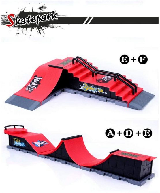 Sipobuy DIY Assembly Mini Finger Skateboard Deck Truck Skate Park Board With Ramp Accessories Sets (Scene F) - Image 4