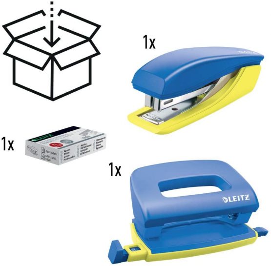 Leitz Mini Stapler & Hole Punch Set, Staple or Punch up to 10 sheets, Includes Staples, Urban Chic Range, Blue, 55996032 - Image 4