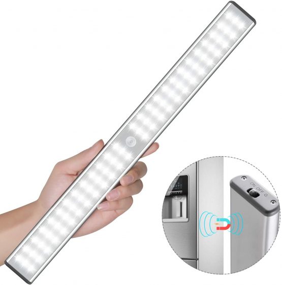 Under Cabinet Wardrobe Lights, 78 LED Motion Sensor Closet Lights, Wireless Rechargeable Cupboard Light, Stick-on Anywhere Magnetic Night Lighting