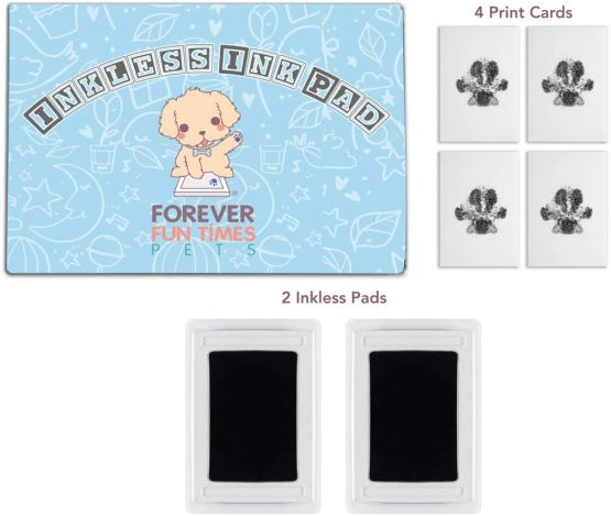 Forever Fun Times No-Touch Pet Paw Print Kit | Get Perfect Dog and Cat Prints Without a Drop of Ink on Your Pet | Fast and Easy Non-Toxic Ink Pad for Pets (2 Pads, Black)