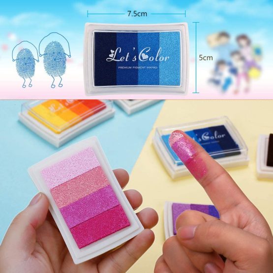 Ink Pad Stamps, DazSpirit 6Pcs 24 Color Fingerprint Ink Pad Stamps Fingerprint Drawing DIY Color Washable for Kid Imagination Rubber Stamp Scrapbooking Card Making Art Craft - Image 4