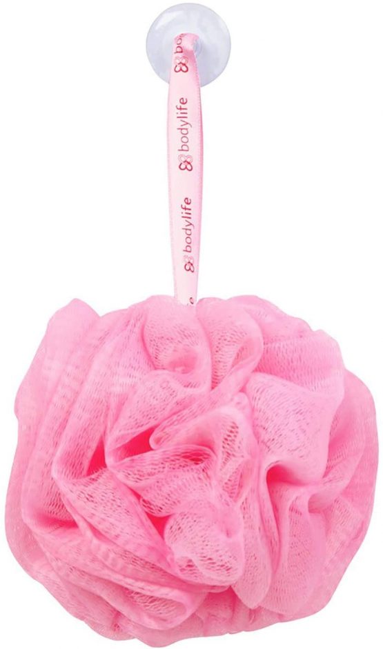 Bodylife Exfoliating Bath & Shower Body Puff/Scrunchie/Buffer Flamingo Pink 55g Twin Pack - Image 2