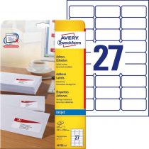 Avery Zweckform J4792-25 Address Labels (63.5 x 29.6 mm 25 Sheets White Matt Paper Pack of 675