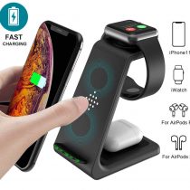 GEEKERA Wireless Charger, 3 in 1 Wireless Charging Stand Dock for iPhone 13/13 Pro Max/12/12 Pro Max/11/11 Pro Max/XS Max/XR/X/8 Plus/AirPods Pro/3/2/Apple Watch 7/6/5/4/3/2/SE, Temperature Control