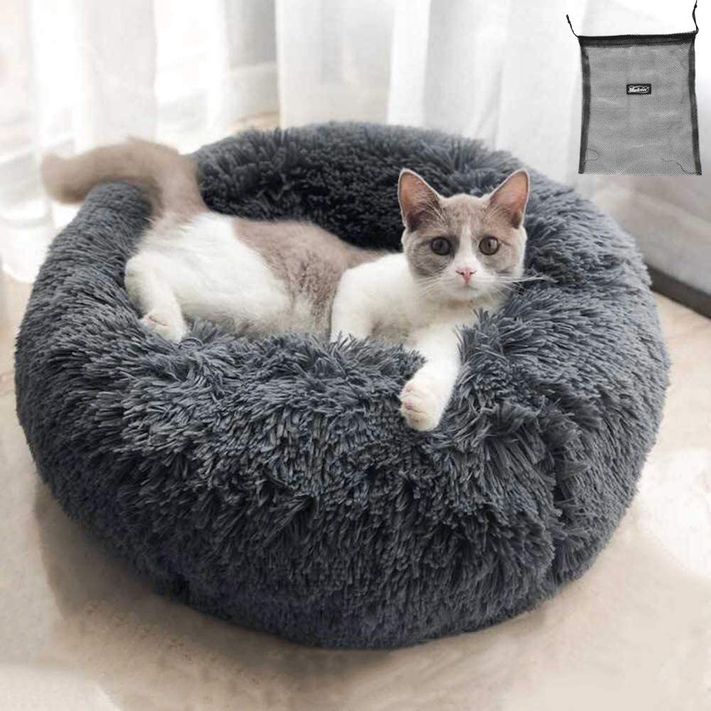 ITODA Soft Pet Bed for Cats and Small Medium Dogs Cuddler Cat Calming Bed Round Cushion Nest Bed Portable Cat Dog Puppy Bed Sofa Sleeping Bed Warm Plush Pad Mat Cozy Bed