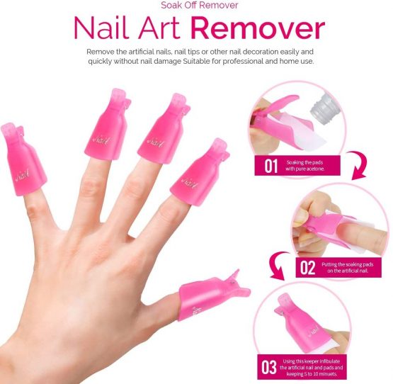 Teenitor Gel Nail Polish Remover Kit with Nail Polish Remover Clips Cap, Nail Wipe Cotton Pads Nail Scraper Nail Files and Buffer Bushes, 400/4000 Nail Shiner and 100/180 Nail Buffer Block Hot Red - Image 3