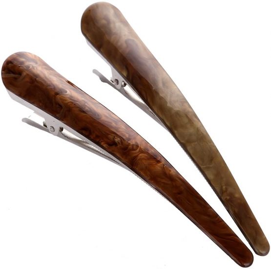 2PCS:Duck Teeth Bows Hair Clips Hair Grip Crocodile Accessories Hairpins Chic Styling Claw Hair Barrettes Makeover Pinch Clip - Classic (Light brown+Dark brown)