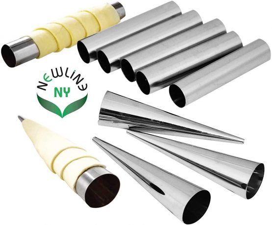 NewlineNY Stainless Steel 10 Pcs Fromage POURERS Tubes Set, 6 Circular + 4 Cone Cannoli Pastry Forms - Image 3