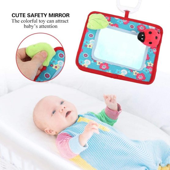 Crib and Floor Activity Mirror Toy, Safe Beetle Ring-Down Baby Cognitive Mirror Stroller Hanging Toy - Image 4