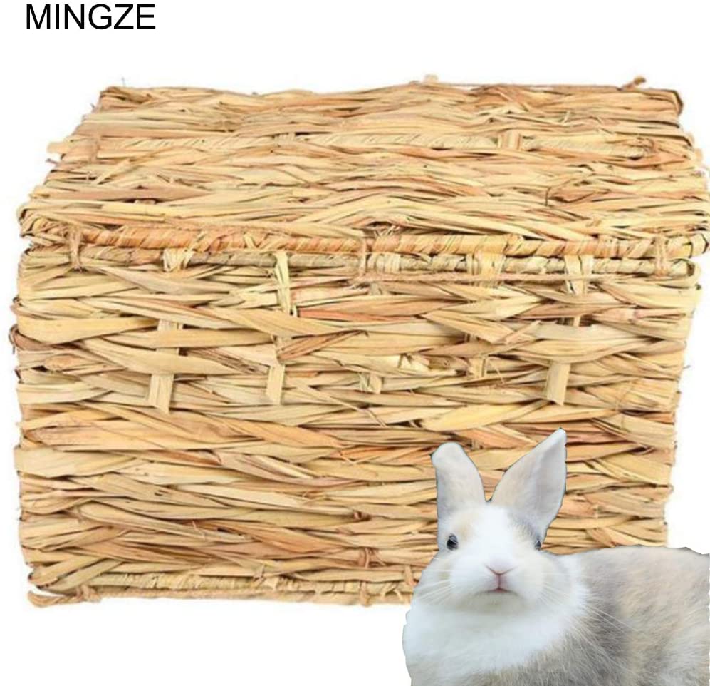 MINGZE Folding Straw House, Rabbit Grass House, for Rabbit Guinea Pig Chinchilla Ferret Multi-Utility, Edible, Non-Toxic - Image 3