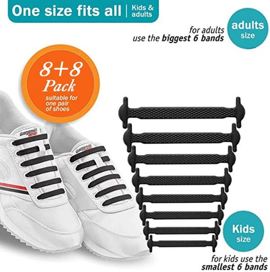 RECKNEY No Tie Shoe Laces for Kids and Adults, Elastic Laces for Trainers, Silicone Tieless Flat Shoelaces for Running Shoes - Image 2