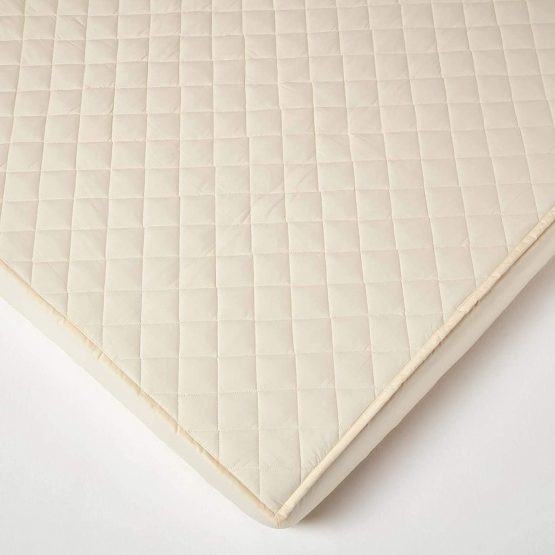 HOMESCAPES Organic Single Fitted Mattress Protector 300 Thread Count Luxury Quilted Deep Protector 100% Egyptian Cotton 200 GSM Anti Dust Mite & Anti Allergen Superior Percale Excellent for Summers - Image 3