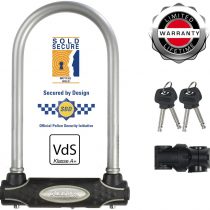 Master Lock Heavy Duty Bike D Lock [Key] [Universal Mounting Bracket] [Certified Bike Lock] [Police Approved] [Silver] 8195EURDPROCOLS - Ideal for Bike, Electric Bike, Mountain Bike, Road Bike, Foldin