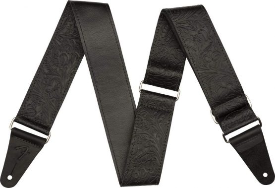 Fender© Tooled Leather Strap - 2" Wide - Black, 0996970006
