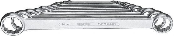 GEDORE 4-12 Double Ring Spanner Set Straight Design According to DIN 837 Form B Flat with Thin-Walled Rings Chrome-Plated with UD Profile 12-Piece 6-32 mm