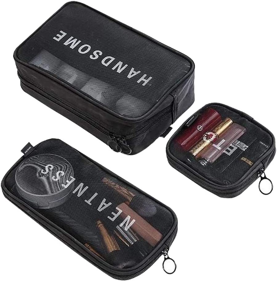 Set of 3 Travel Luggage Organizer Toiletry Trifold Storage Bag Pouch Packing Space Saver Bag Make Up Brush Case Desk Supply Personalised Organiser Seethrough Net