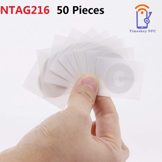NTAG216 888 Bytes Memory NFC Stickers NFC Tags Fully Programmable,25mm Round,Timeskey NFC Tag Compatible with All NFC-Enabled Smartphones and Devices-50 Pieces