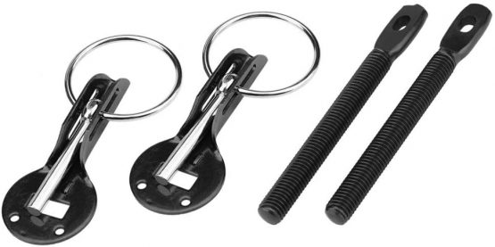 Hood Pin Lock Kit, Universal Aluminum Bonnet Hood Pins Lock Hood Pin Lock Latch Kit Black for Racing Sport Car - Image 4