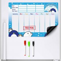 CKB LTD® Magnetic REWARD CHART Penguin and Friends FRIDGE BOARD 7 Day Colourful Tick List For Refrigerators With 3 Markers Pens Activity Chore A3 Behaviour Charts Teaching Children Good Practices