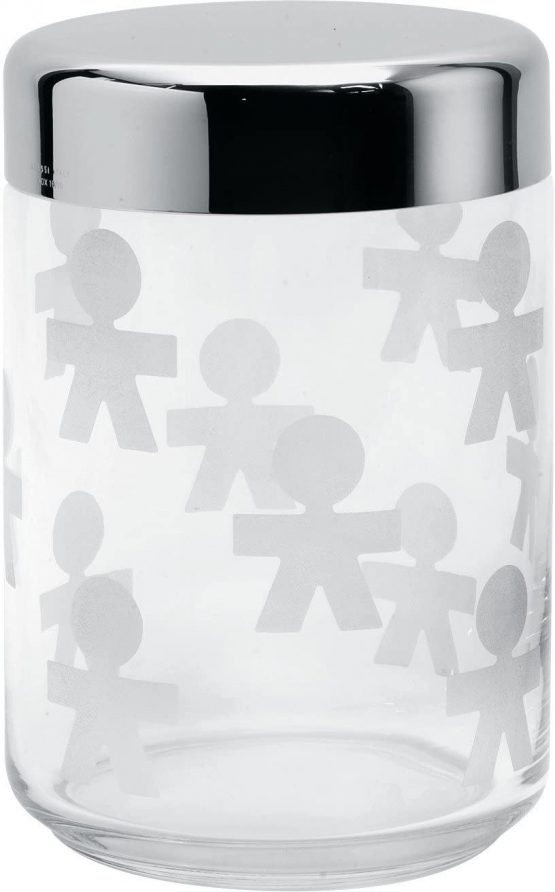 Alessi AKK37 Girotondo Kitchen Storage Jar with Hermetic Lid, 1 litre, White