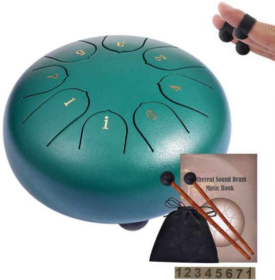 Steel Tongue Drum,8 Notes 6 inch Handpan Drum Percussion Instrument with Carry Bag,Music Book,2 Drumsticks and 6 Finger Picksreal Drum Tank Drum or Yoga Meditation Musical Education