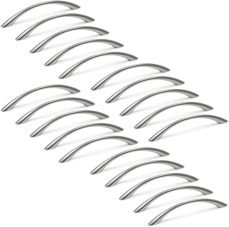 Emuca 9160951 Furniture Handle, Satin Nickel, 128 mm, Set of 20 Pieces