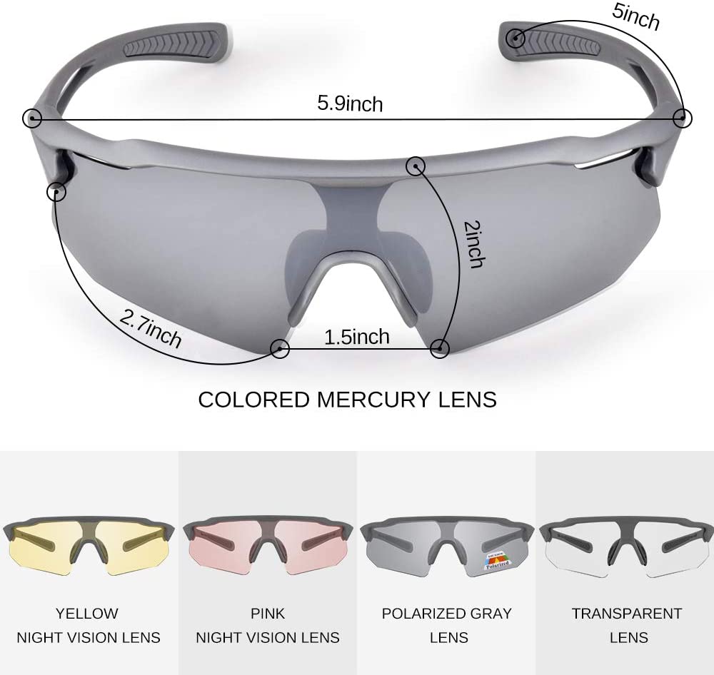 Snowledge Cycling Glasses with 5 Interchangeable Lens UV 400 Protection Polarised Sports Sunglasses for Men Women Running Climbing Fishing Driving Golfing - Image 2
