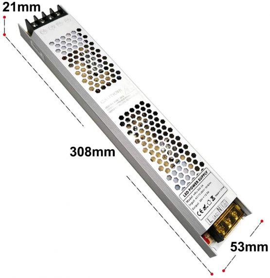 YAYZA! 1-Pack Compact Ultra-Slim IP20 12V 25A 300W Low Voltage LED Driver Transformer Module Universal AC DC Switching Power Supply Indoor Adapter - Image 4
