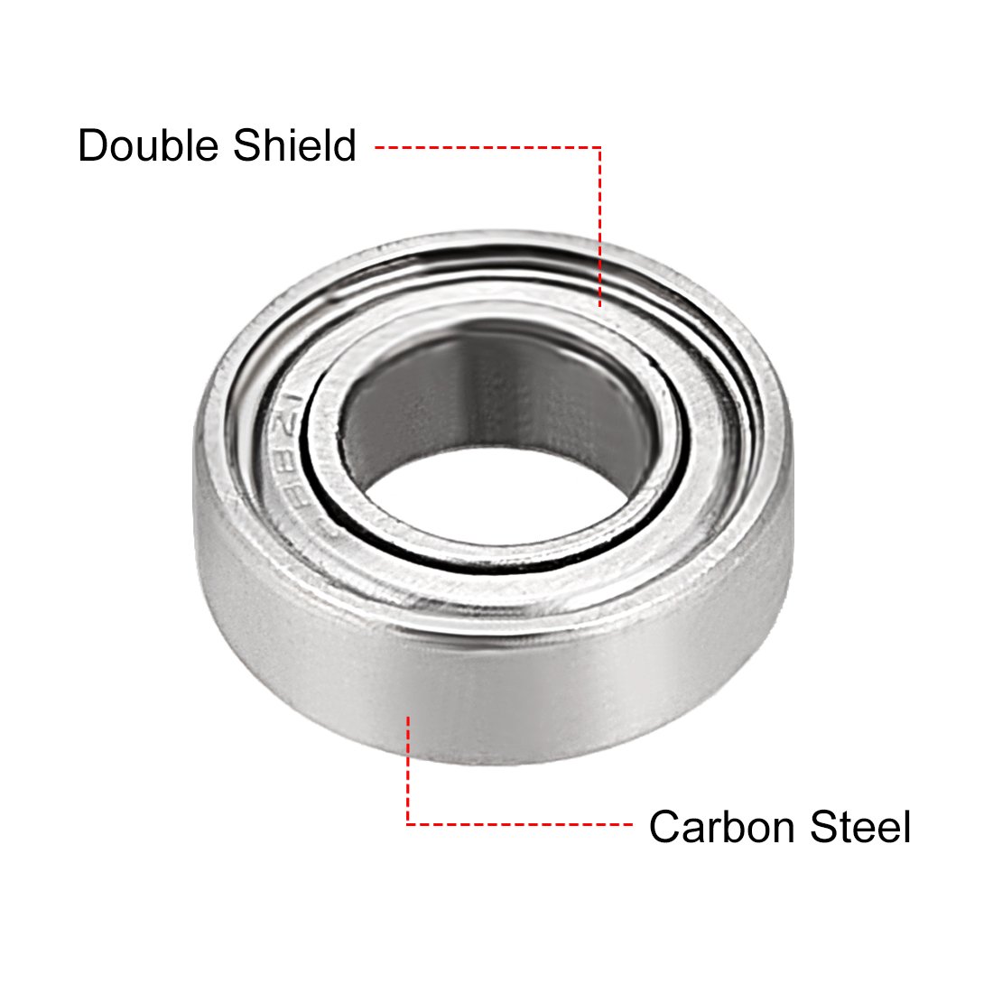 sourcing map 688ZZ Ball Bearing 8mm x 16mm x 5mm Double Shielded 688-2Z 2080088 Deep Groove Bearings, Carbon Steel (Pack of 20) - Image 2