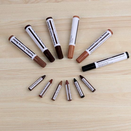 Furniture Repair Kit Wood Markers - Set of 13 - Markers and Wax Sticks with Sharpener Kit, for Stains, Scratches, Wood Floors, Tables, Desks, Carpenters, Bedposts, Touch Ups, and Cover Ups - Image 2