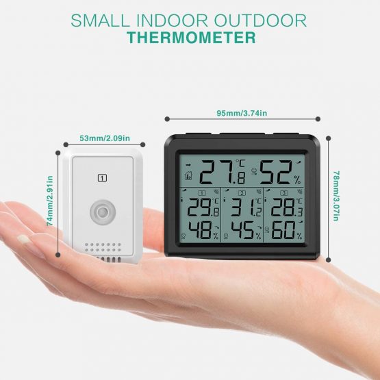 ORIA Digital Thermometer Hygrometer with 3 Sensors, Indoor/Outdoor Humidity Meter Temperature Monitor, Wireless Weather Station with Backlight, Comfort Icon, Arrow Trends for Temp and Humidity -Black - Image 4